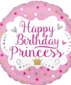 Folieballong - Happy Birthday Princess - Runda, Folieballonger, Ballonger