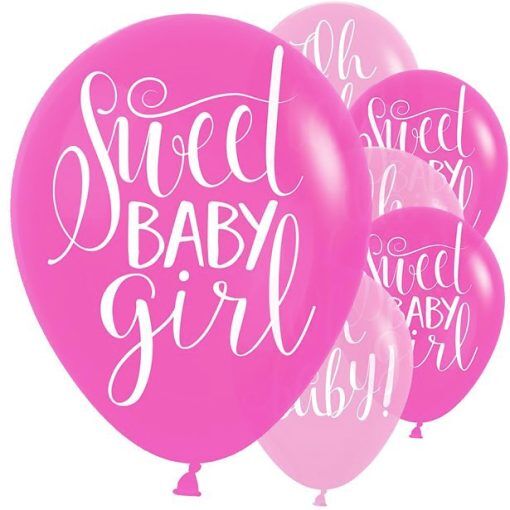 Ballonger - Sweet baby girl - Rosa - 6-pack - Ballonger med tryck, Ballonger