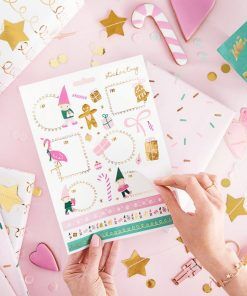 Julklappsetiketter - Gnomies - Rosa/Mint/Guld - Paketinslagning, Julartiklar