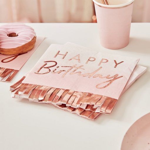 Servetter - Fransar - Happy Birthday - 16-pack - Servetter till kalas