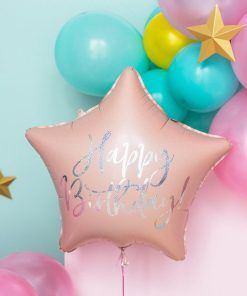 Folieballong - Happy Birthday - Rosa/Iridescent - Kalasdekorationer