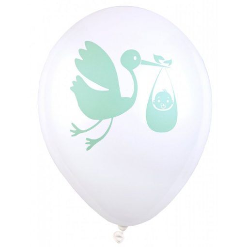 Ballonger - Baby Delivery - Mint - 8-pack - Ballonger med tryck, Ballonger