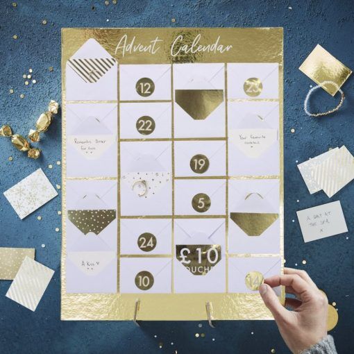 Adventskalender - Kuvert - Gold Christmas - Gold Christmas, Julteman, Julartiklar
