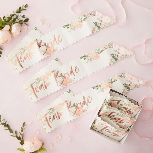 Sash - Floral hen - Team Bride - 6-pack - Sasher