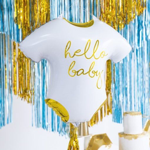 Folieballong - Babybody - Hello Baby - Baby Shower-dekorationer, Baby Shower