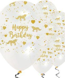 Ballonger - Unicorn Sparkle - Clear/Guld - 6-pack - Ballonger med tryck, Ballonger