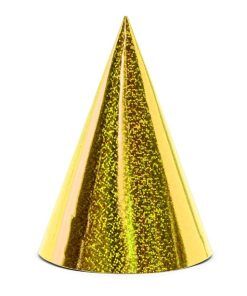 Partyhattar - Holographic - Guld - 6-pack - Hattar & Tutor
