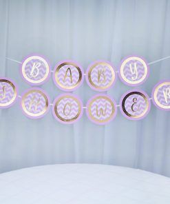 Vimpel - Baby Shower - Rosa/Guld - Vimplar till Baby Shower, Baby Shower-dekorationer, Baby Shower