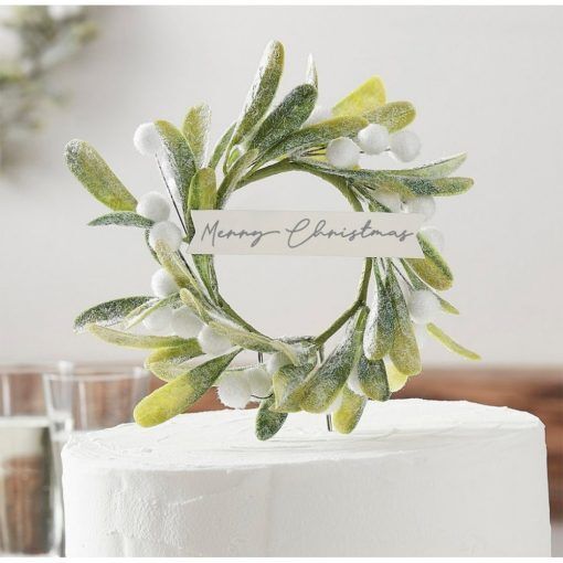 Cake topper - Krans - Merry Christmas - Julbakning, Julartiklar