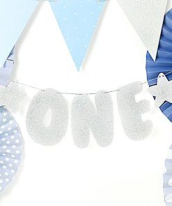 Girlang - ONE - Silverglitter - Vimplar till kalas, Kalasdekorationer