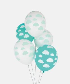 Ballonger - Moln - Mint - 5-pack - Ballonger med tryck, Ballonger