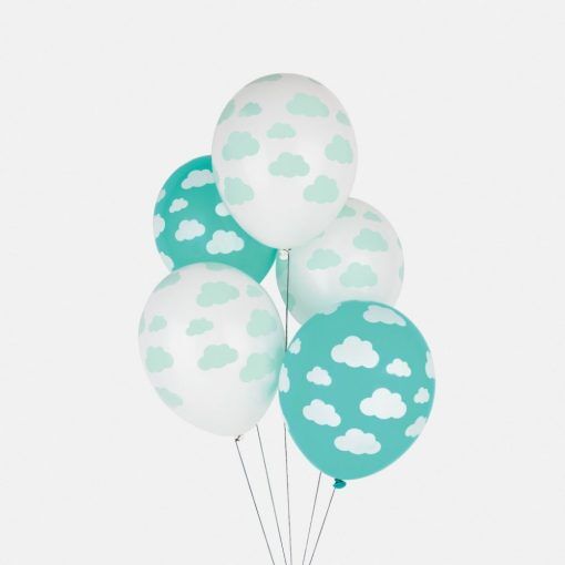 Ballonger - Moln - Mint - 5-pack - Ballonger med tryck, Ballonger