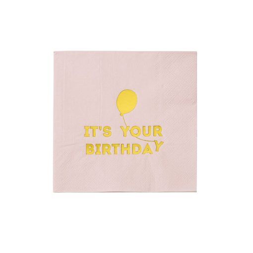 Servetter - It s your birthday - Rosa - 16-pack - Servetter till kalas