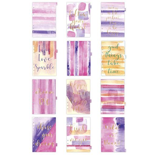 Skiljeblad - A5 - Guld/Lila/Rosa - 12 st - Bullet Journal, Pyssel