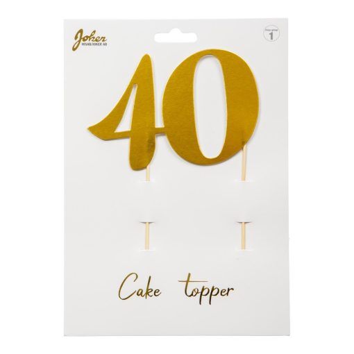 Cake topper - 40 - Guldmetallic - Kalasbakning