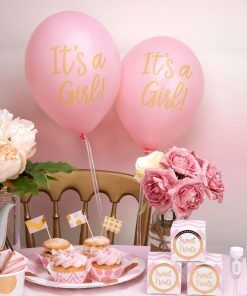 Ballonger - It s a girl - Rosa/Guld - 8-pack - Ballonger med tryck, Ballonger