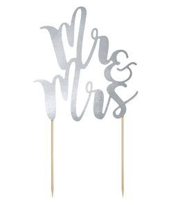 Cake Topper - Mr & Mrs - Silver