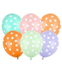 Ballonger - Prickar - Pastellmix - 6-pack - Ballonger med tryck, Ballonger
