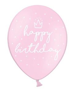Ballonger - Babyrosa - Happy Birthday - 6-pack - Ballonger med tryck, Ballonger
