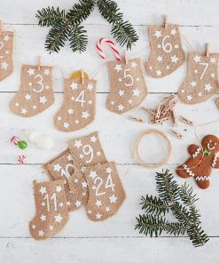 Adventskalender - Jutestrumpor - Let it snow - Adventskalendrar, Julartiklar