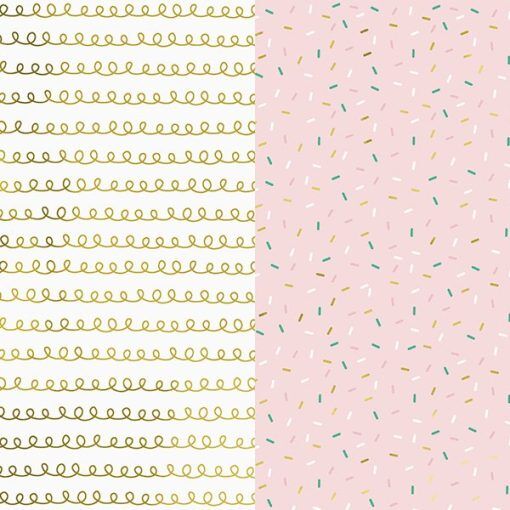 Paketpapper - Mix - Guld/Sprinkles - 2-pack - Presentpapper, Presentinslagning till kalas