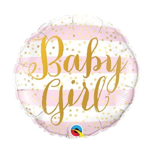 Folieballong - Baby girl - Rosa/Guld - Runda, Folieballonger, Ballonger