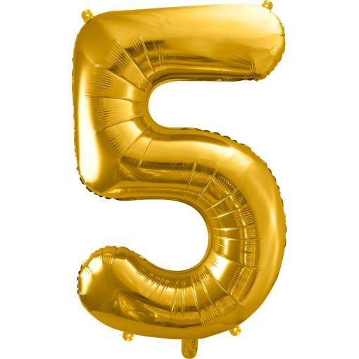 Sifferballong - Guld - 86 cm - Siffra: 5 - Sifferballonger, Ballonger