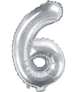 Sifferballong - Silver - 35 cm - Siffra: 6 - Sifferballonger, Ballonger