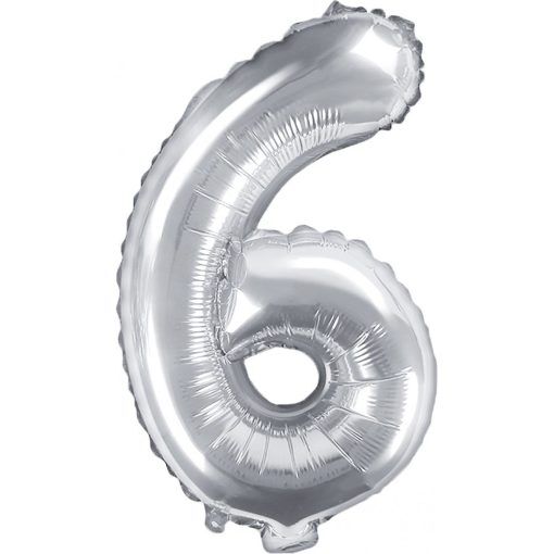 Sifferballong - Silver - 35 cm - Siffra: 6 - Sifferballonger, Ballonger