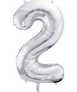Sifferballong - Silver - 86 cm - Siffra: 2 - Sifferballonger, Ballonger
