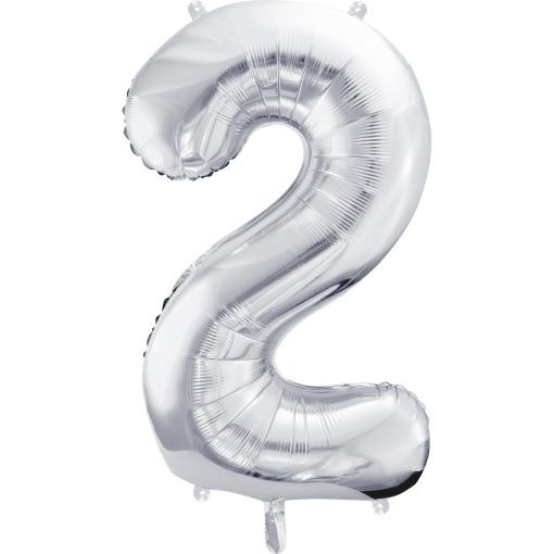 Sifferballong - Silver - 86 cm - Siffra: 2 - Sifferballonger, Ballonger