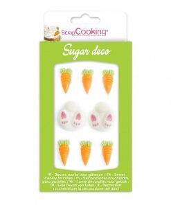 Sockerdekorationer - Kanin/Morot - 8-pack - Sockerdekorationer