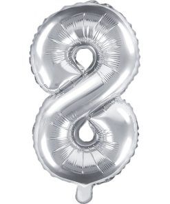 Sifferballong - Silver - 35 cm - Siffra: 8 - Sifferballonger, Ballonger