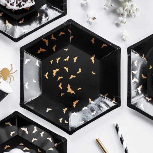 Desserttallrikar - Trick or Treat Gold - 6 st - Papptallrikar till kalas