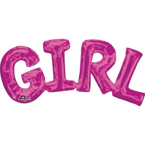 Folieballong - Girl - Cerise - Bokstavsballonger till kalas, Kalasballonger
