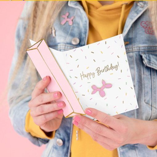 Kort med pin - Happy Birthday - Sprinkles - Presentinslagning till kalas