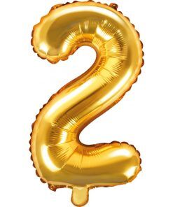 Sifferballong - Guld - 35 cm - Siffra: 2 - Sifferballonger, Ballonger