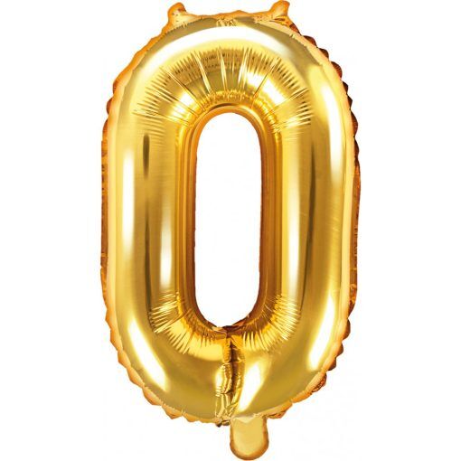 Sifferballong - Guld - 35 cm - Siffra: 0 - Sifferballonger, Ballonger