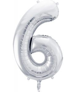Sifferballong - Silver - 86 cm - Siffra: 6 - Sifferballonger, Ballonger