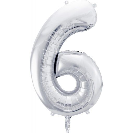 Sifferballong - Silver - 86 cm - Siffra: 6 - Sifferballonger, Ballonger