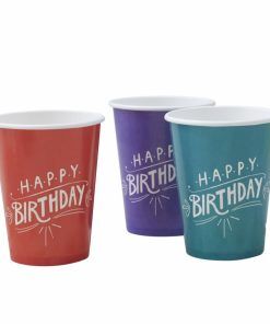 Pappmuggar - Happy Birthday Kraft - 8-pack - Pappmuggar till kalas