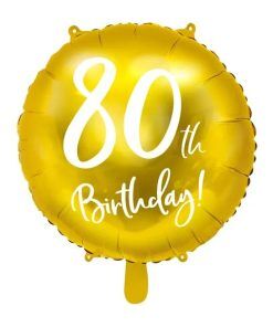 Rund folieballong - Guld - 80th Birthday - Ballonger med tryck, Ballonger