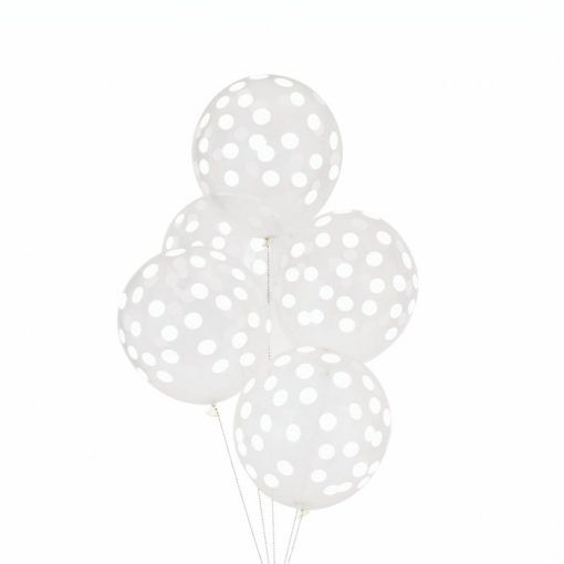 Ballonger - Printed Confetti - Vit - 5-pack - Ballonger med tryck, Ballonger