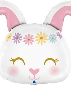 Folieballong - Kanin med blomsterkrans - Shapes, Folieballonger, Ballonger