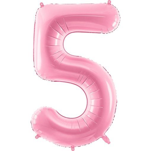 Sifferballong - Rosa - 86 cm - Siffra: 5 - Sifferballonger, Ballonger