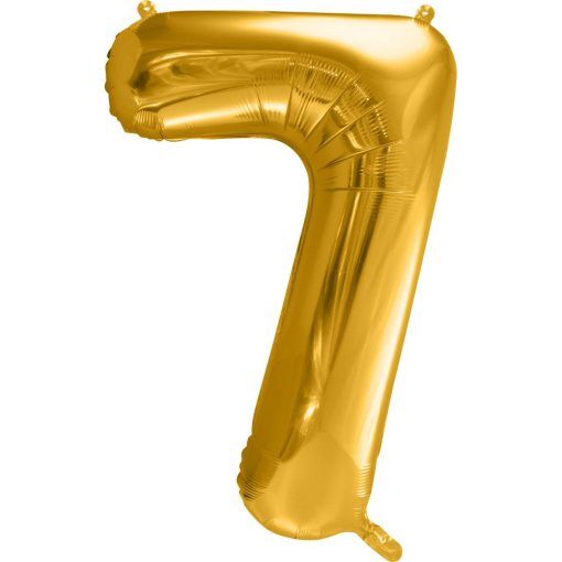 Sifferballong - Guld - 86 cm - Siffra: 7 - Sifferballonger, Ballonger