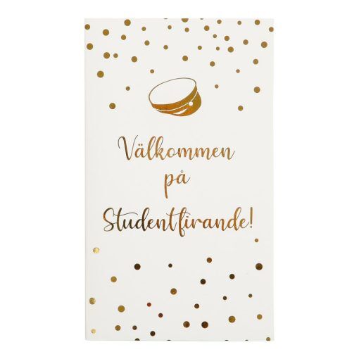 Inbjudningskort - Student - Vit/Guld - 6-pack - All student, Student