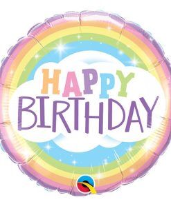 Folieballong - Happy Birthday - Pastel Rainbow - Folieballonger, Ballonger