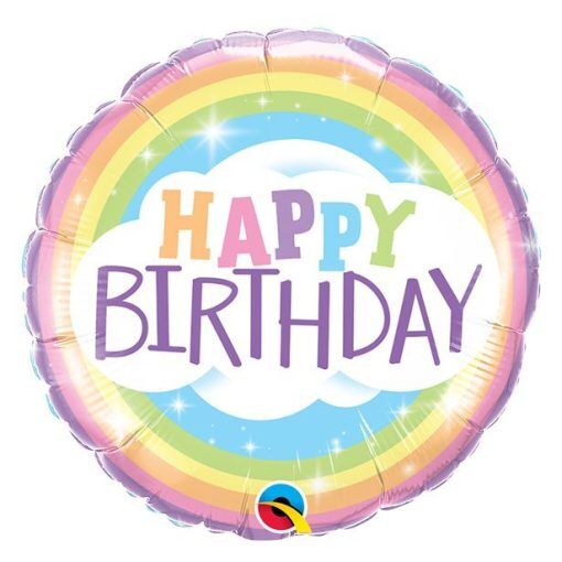 Folieballong - Happy Birthday - Pastel Rainbow - Folieballonger, Ballonger