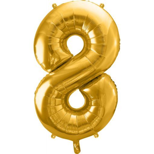 Sifferballong - Guld - 86 cm - Siffra: 8 - Sifferballonger, Ballonger